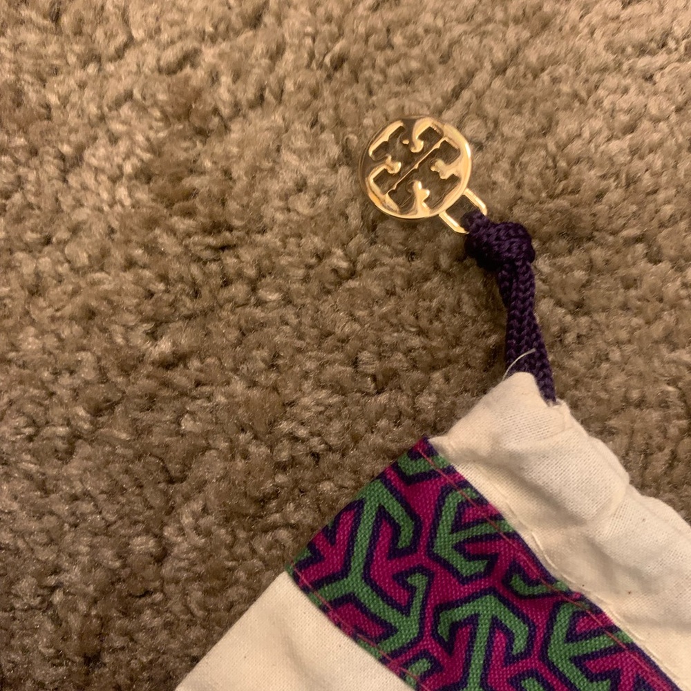 Tory Burch Purple and Green Patterned Pouch